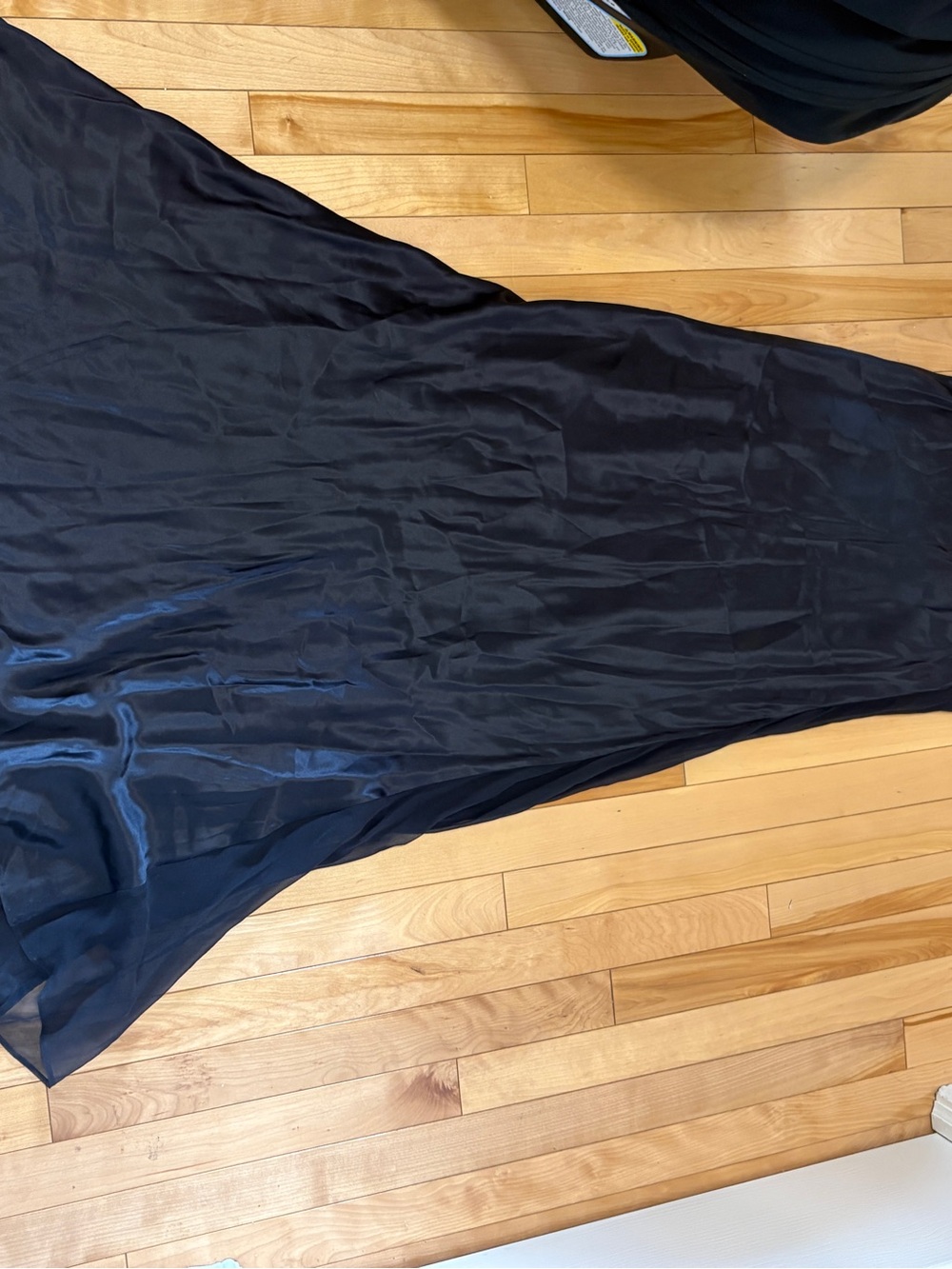 Vintage Y2K Black 100% Silk Slip Dress Sheer Maxi Goth Fairycore Dress L - Picture 13 of 15